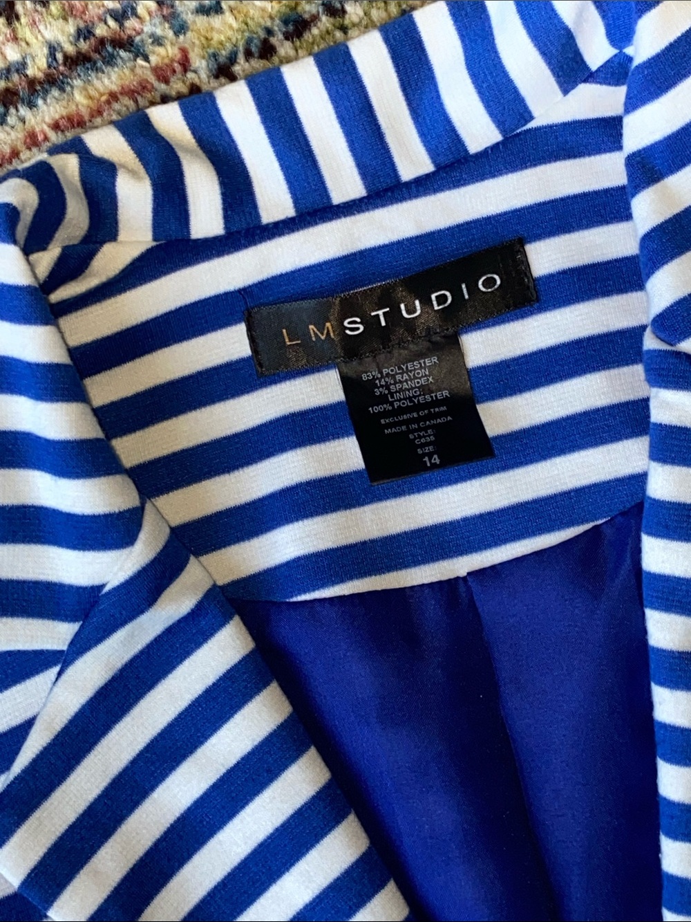 LM STUDIO Blue & White Striped Knit Jacket - Picture 2 of 12